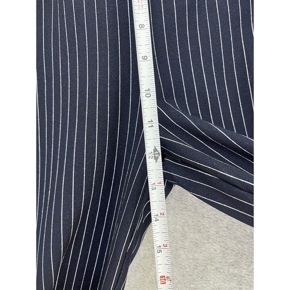 BBJ Los Angeles Women's Wide Leg Pants Blue White Pin Striped Cuffed Hem Small - Picture 6 of 13